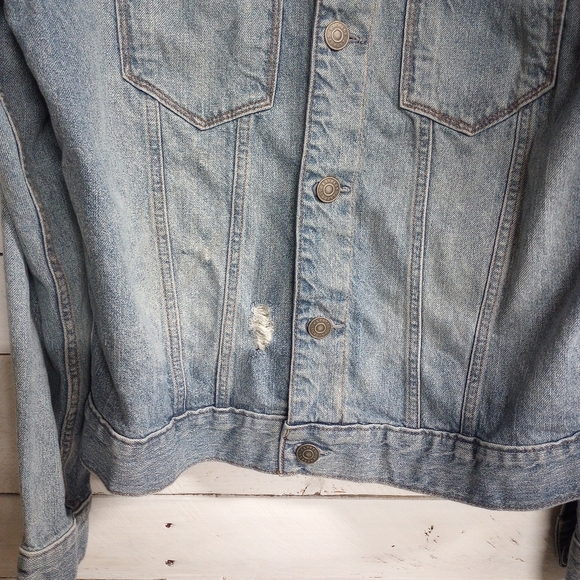 Vintage Express Men's Jeans Denim Jacket Size Medium Light Blue Distressed Jean - Picture 3 of 10